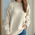 thumbnail image 5 of POROPL Womens Sweaters Long Sleeve Crew Neck Sweater Casual Oversized Warm Knitted Blouse Pullover Size S-L, 5 of 5