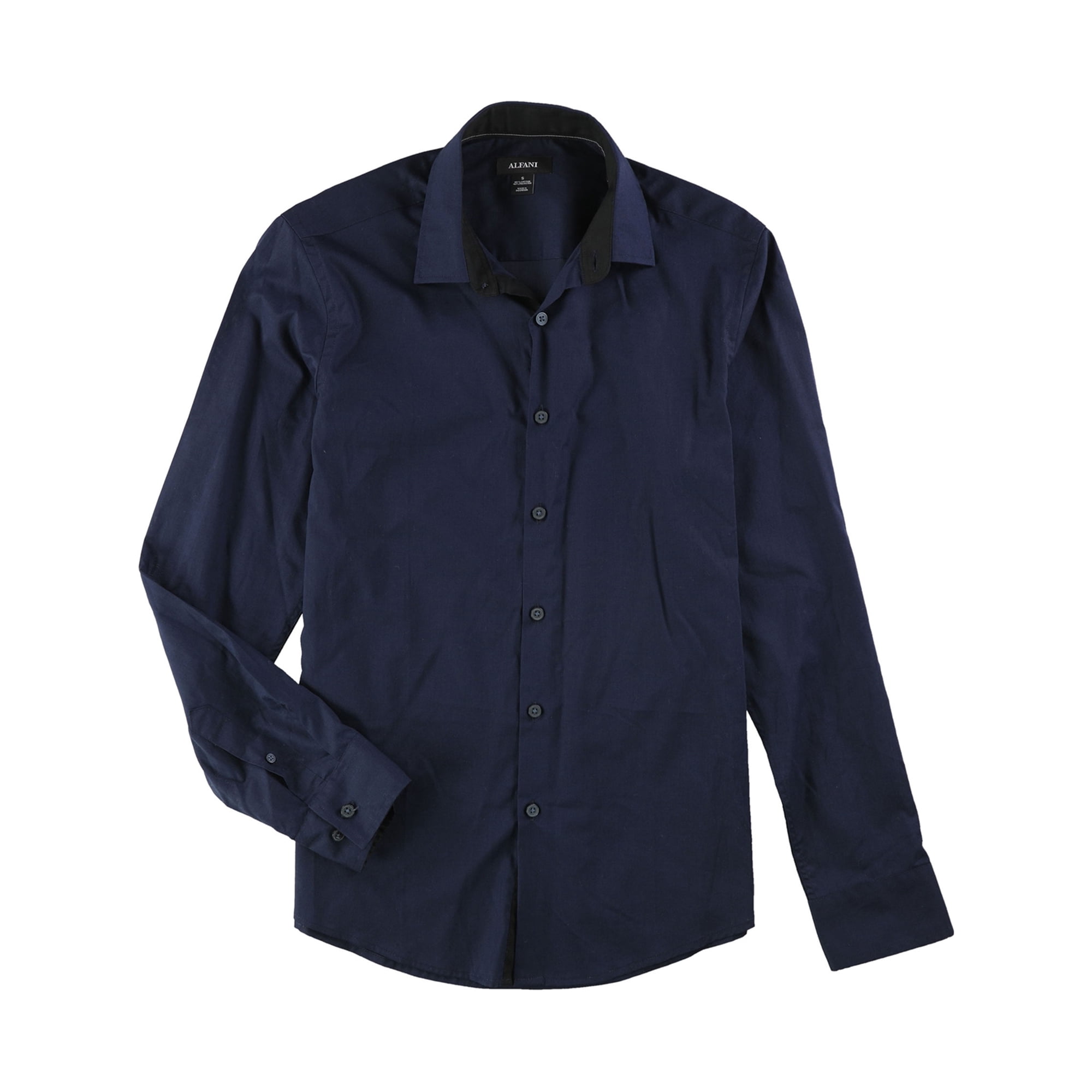 Alfani Mens Long Sleeve Button Up Shirt neonavy L Walmart