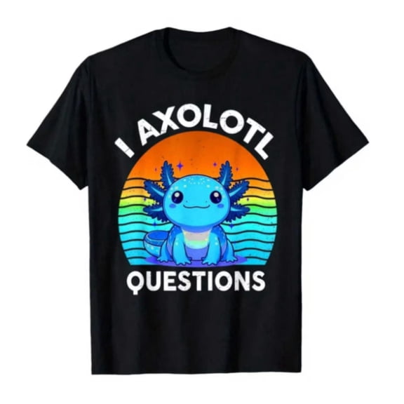 Kids Funny "I Axolotl Questions" Retro Graphic T-Shirt, T-Shirt for Kids Youth, 180gsm, 100% Cotton