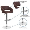 thumbnail image 5 of Flash Furniture Contemporary Brown Fabric Adjustable Height Barstool with Rounded Mid-Back and Chrome Base, 5 of 12