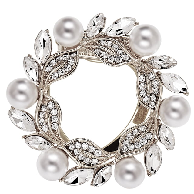 Brooch Pin Flower Twist Shape Sparkling Rhinestones Imitation Pearls Decor Scarf Buckle Sweaters Collars Hats Bags Coats Scarves Accessory