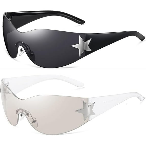 liuliuliu Y2k Sunglasses for Women Men Shield Wrap Around Fashion Sunglasses Trendy Oversized Frameless Sun Glasses