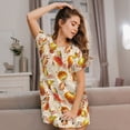 thumbnail image 3 of Fuzoiu Autumn With Birds Print Women Nightgowns, Soft Comfy Lightweight Short Sleeves Sleepwear,Crew Neck Loungewear, 3 of 6