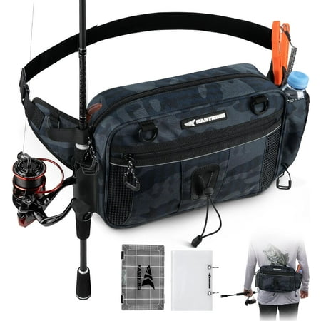 KastKing Waist Bag - Waterproof Tackle Storage Bag With Adjustable Belt Fishing Fanny Pack for Men Soft Bait Organizer 3600 Utility Box Rod Holder-BaitSpace