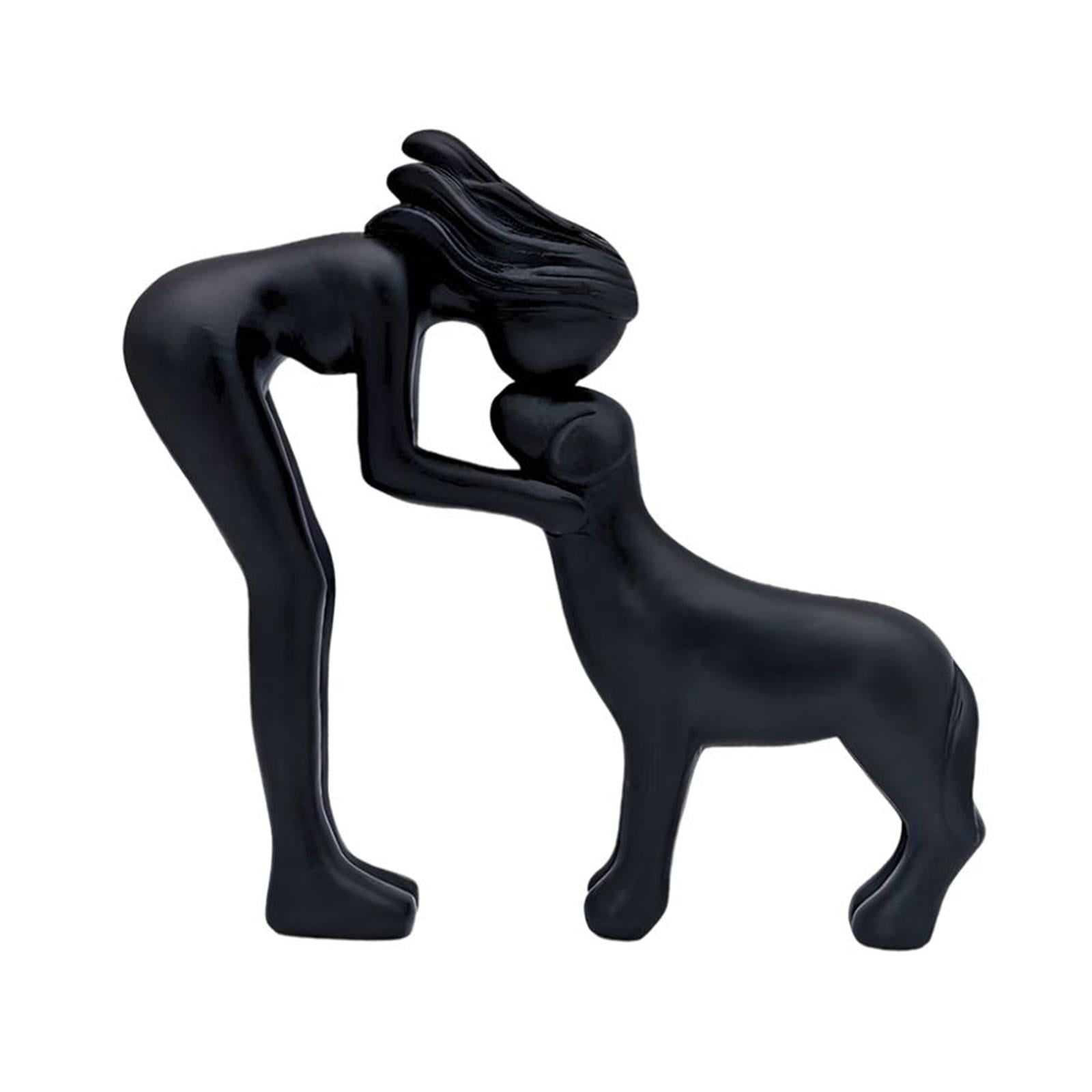 Women and Dog Statue Dog Figurine Home Decoration Quality Resin Material Living Room Shelf Decor for Dog Lovers