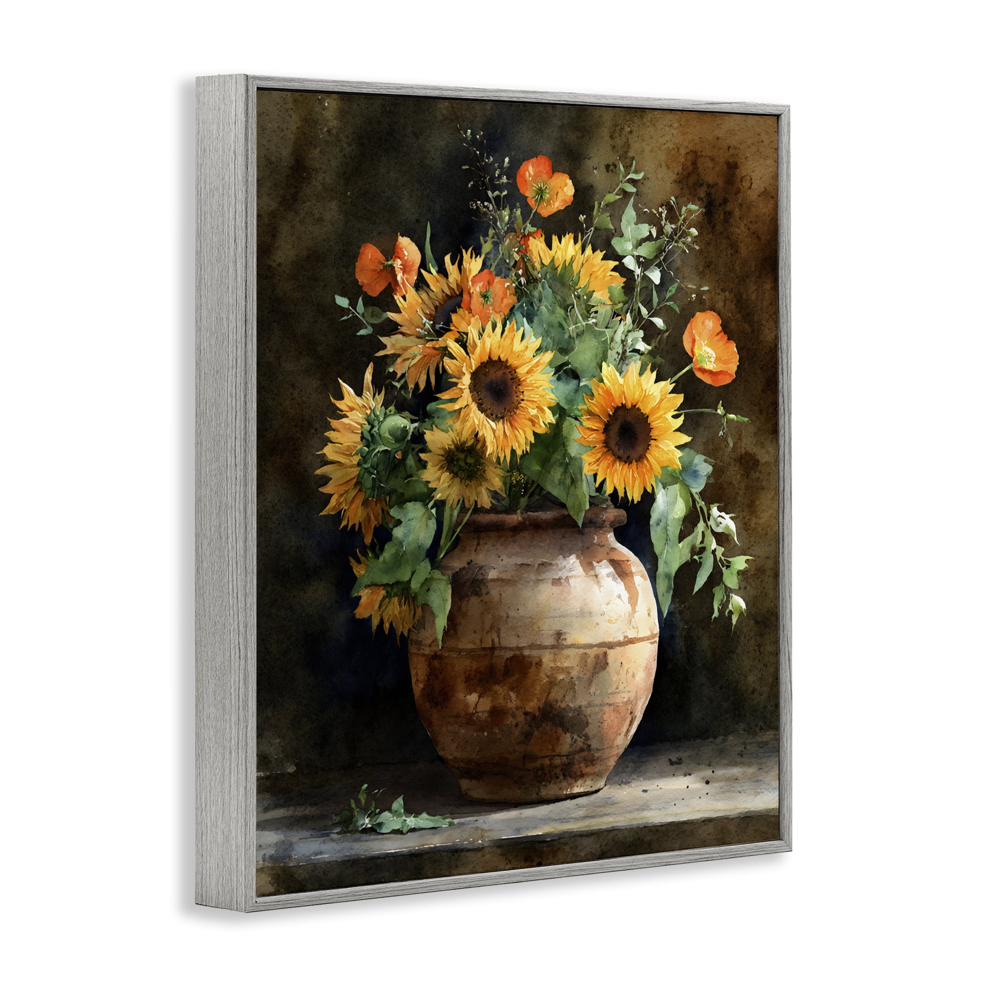 Stupell Industries Rustic Sunflower Display Gray Framed Giclee Art, design by Franklyn Gregory
