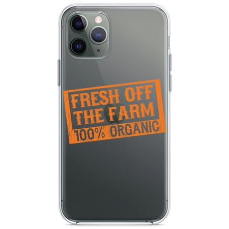 DistinctInk Clear Shockproof Hybrid Case for iPhone 11 Pro MAX (6.5 Screen) - TPU Bumper Acrylic Back Tempered Glass Screen Protector - Fresh Off the Farm 100% Organic