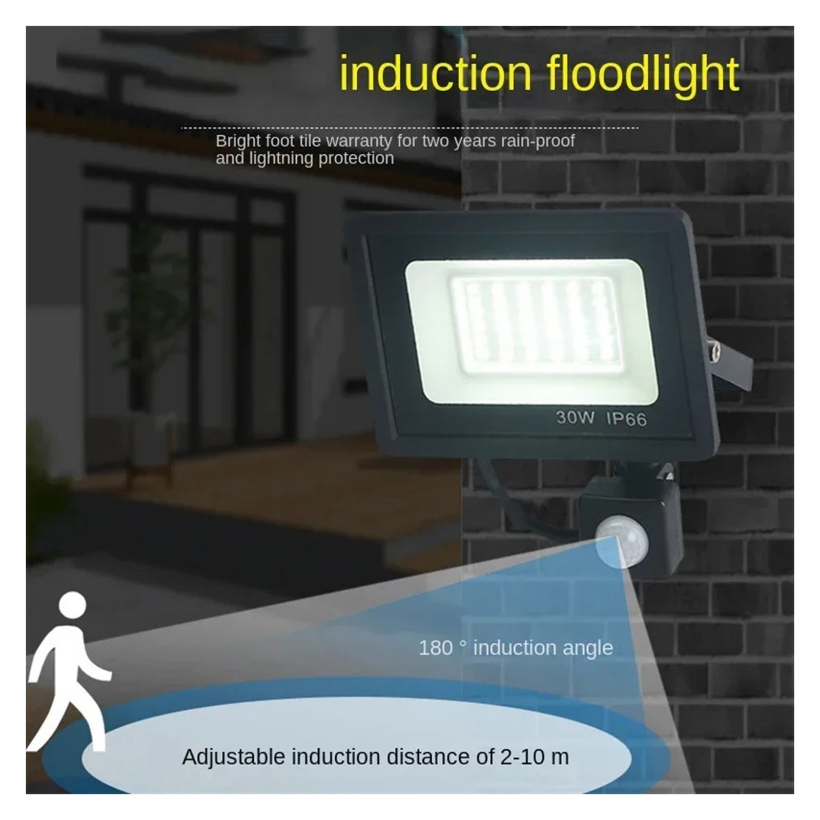 LED Floodlights 100W 50W 30W 20W 10W PIR Mot Sensor IP66 Waterproof LED Hanging Exterior Outdoor Wall Lamp Spotlight - Wide Angle Beam