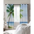 thumbnail image 3 of Ocean Beach Palm Tree Blackout Curtains for Bedroom Living Room, Summer Tropical Island Decor Seaside 96 In Long Thermal Insulated Room Darkening Drapes Grommet Window Treatments, 52 x 96 In, 3 of 9
