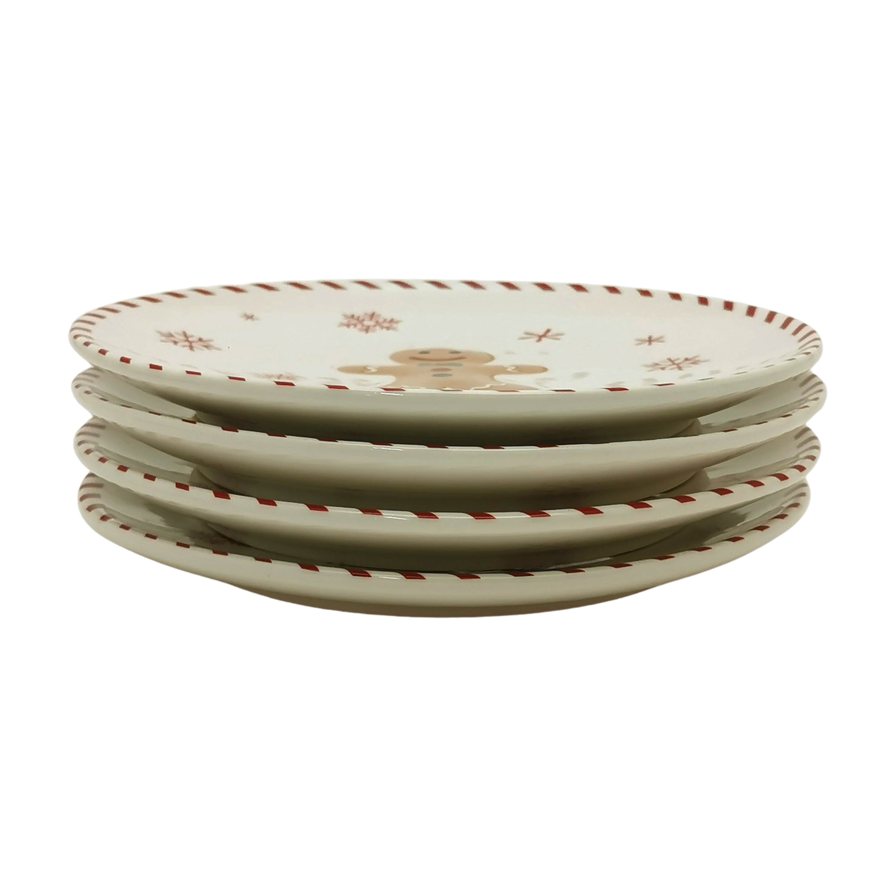 Holiday Time Multicolor Ceramic 4 Pack Icon Appetizer Plates