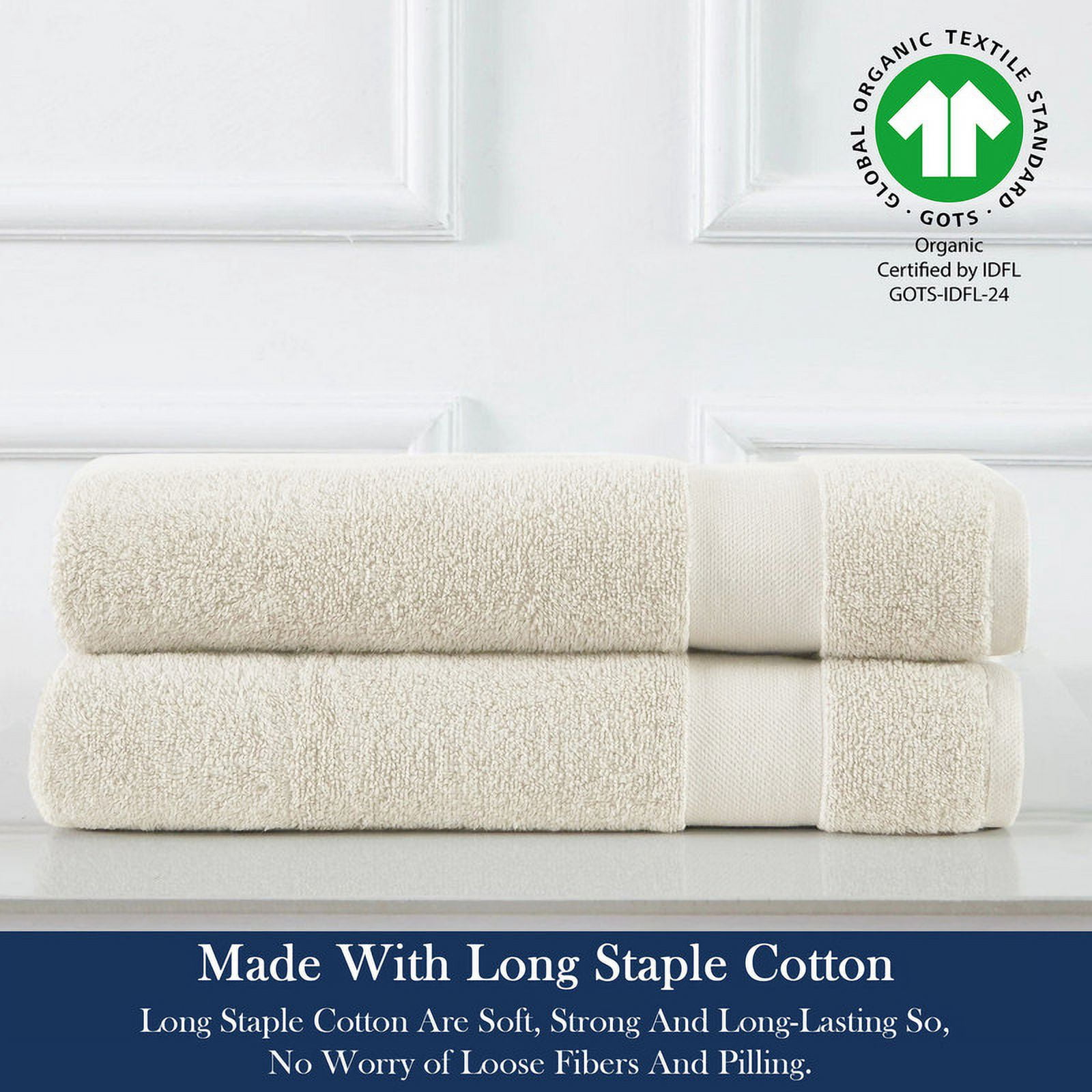 Delara Organic Cotton Luxuriously Plush Hand Towel Pack of 2 | GOTS & OEKO-TEX Certified | Premium Hotel Quality Towels | Feather Touch Technology|650 GSM Long Staple|Soft,Quick Dry & Ultra-Absorbent