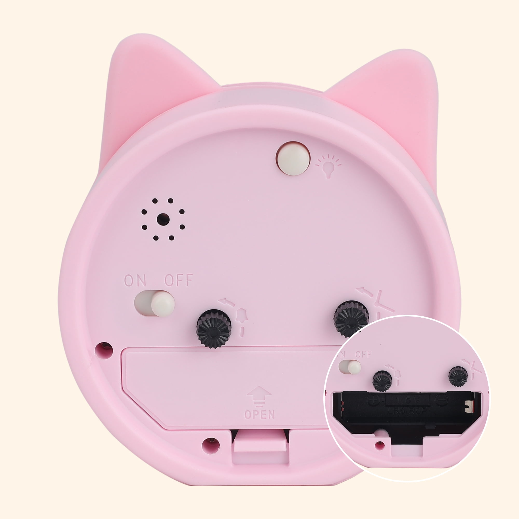 Unique Bargains Cute Kitten Design Mechanical Alarm Clock Pink 3.8"L x 1.7"W x 3.3"H