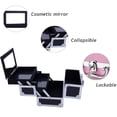thumbnail image 3 of Makeup Box Train Case Large Storage Capacity Portable Travel Cosmetic Organizer with Compartments and 2-Tier Trays with Mirror, Lockable with Keys - Black, 3 of 9