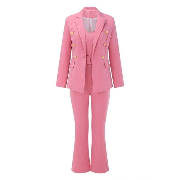 Aligament Trousers Suit For Women 2 Piece Outfits Suits Set Long Sleeve  Button Blazer High Waisted Jumpsuit For Business Work Size XL