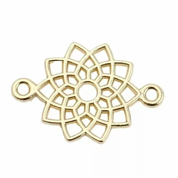 U8MO 2 Flower Charms Connector Pendants Links Gold Floral Findings 2 Holes 20mm