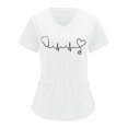 thumbnail image 1 of Rbaofujie Women's Short Sleeve Top Blouse Sales Clearance Women V-neck Solid Color Overalls Partial Positioning Printing Short Sleeve Working Uniform Tops, 1 of 4