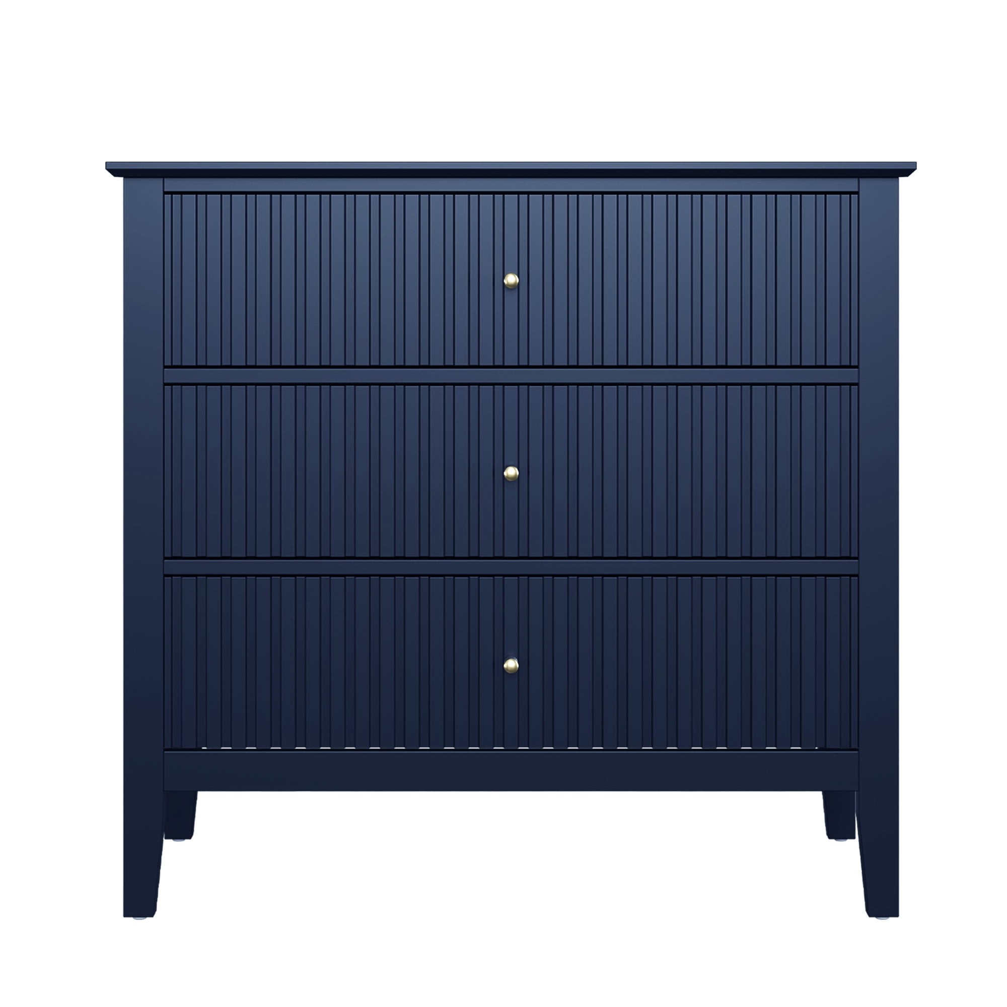 Cozy Home Blue 3 Drawer Dresser Set of 2, Painted Tall Wood Nightstand with Storage, for Bedroom Hallway Living Room Entryway Office