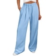 thumbnail image 4 of JUSLIO Linen Pants for Women with Pockets Fashion Casual Drawstring Loose Straight Pants, 4 of 9