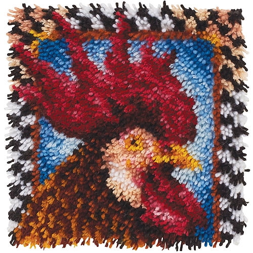 Wonderart Latch Hook Kit 12 X 12 Rooster Walmart Walmart