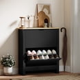 thumbnail image 2 of HOMCOM Armoire à Chaussures Étroite avec 2 Tiroirs Basculants Tablettes Ajustables, Noir, 2 of 10