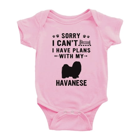 

Sorry I Can t I Have Plans With My Havanese Love Pet Dog Cute Baby Romper (Pink 18-24 Months)