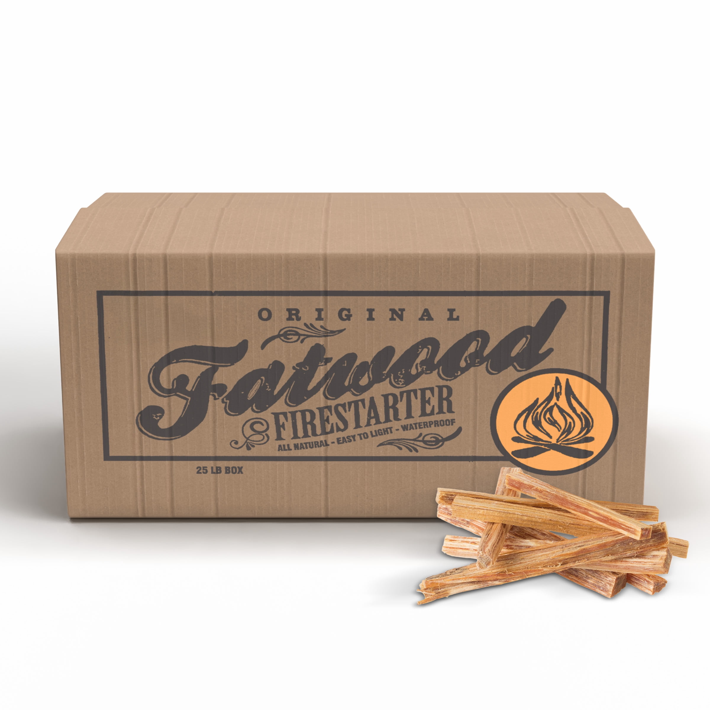 Pure Garden 25lb Box of Fatwood Pine Wood Fire Starters for Campfires, Grills, Wood Stoves, Firepits, or Fireplaces