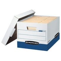 Bankers Box 20 Pack R-KIVE Heavy-Duty File Storage Boxes, FastFold, Lift-Off Lid, Letter, White/Blue 20-Pack
