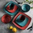 thumbnail image 4 of Gibson Soho Lounge Square 16-Piece Dinnerware Set - Matte Reactive - Red, 4 of 11