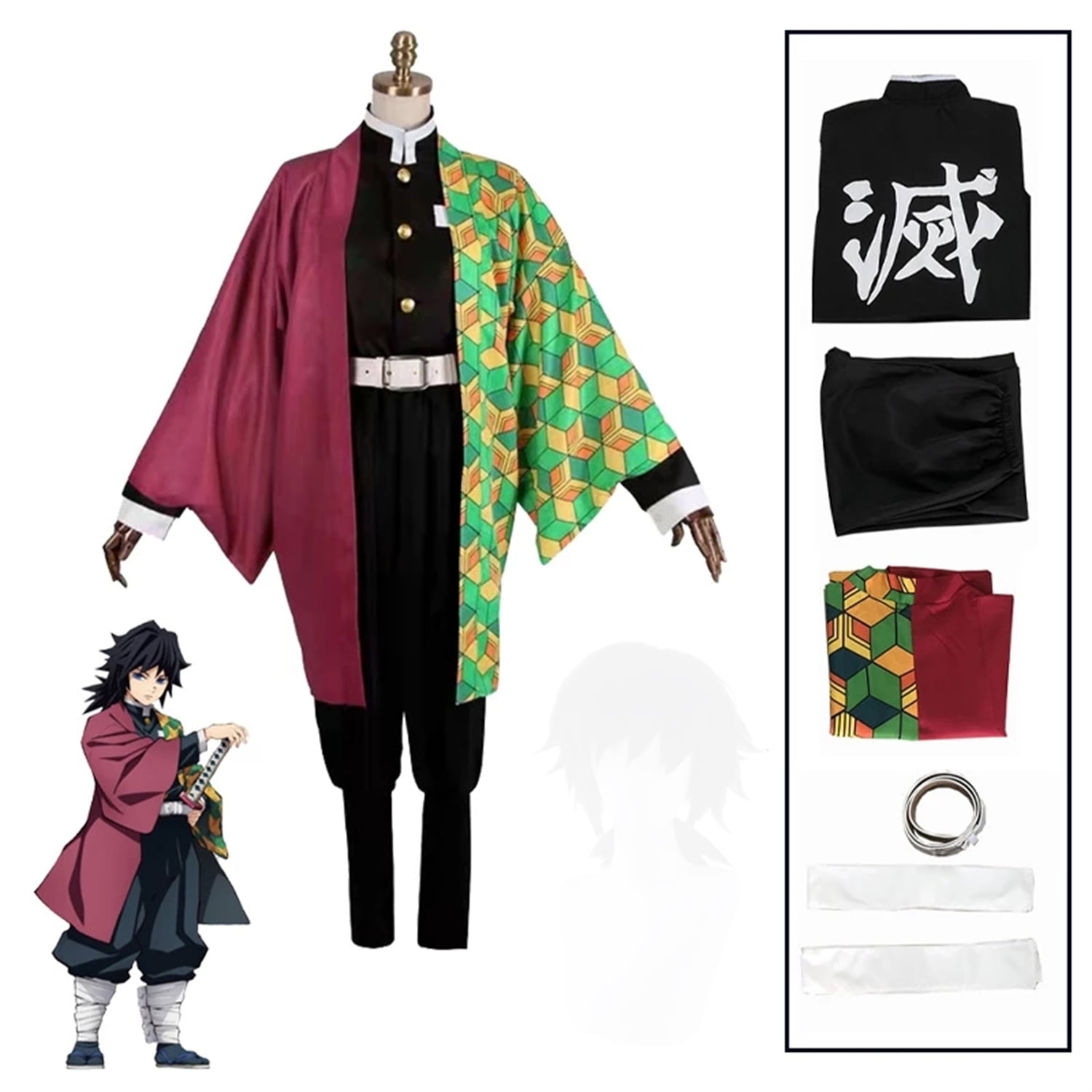 Anime Demon Slayer Kimetsu No Yaiba Tomioka Giyuu Cosplay Costume ...