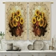 thumbnail image 5 of Rustic Sunflower Vase Kitchen Curtains Country Flower Floral Small Short Cafe Window Curtains Farmhouse Mason Jar Rod Pocket Bathroom Drapes Treatment Tier Curtains 2 Panels (27.5x39 Inch), 5 of 6