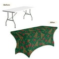 thumbnail image 4 of TSOVTHRID Christmas Tree Bowknot Print Fitted Polyester Table Covers 6ft Stretch Tablecloths for 6 Foot Tables Elastic Rectangle Table Cloths for Banquet Birthday Party Christmas Decor, 4 of 7