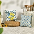 thumbnail image 3 of Lemon Summer Throw Pillow Covers, 18 x 18 Inch Bule Diamond Check Bamboo Summer Cushion Case for Sofa Couch Set of 4, 3 of 6