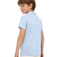 thumbnail image 5 of Dwellite Polo Shirts for Kids Short Sleeve School Uniform Summer Active Striped Tops Back to School 2-13 Years Light Blue 110, 5 of 7