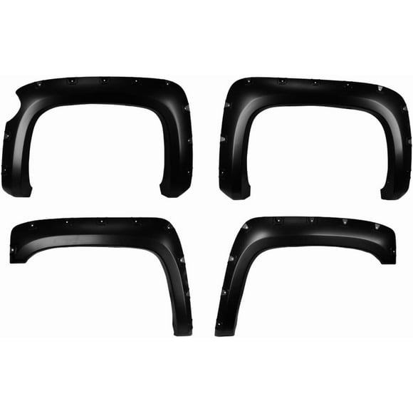 2007-2013 Chevy Silverado 1500 | 5’8” Bed | Not Compatible with Sierra | Pocket Bolt-Riveted Rugged Style Fender Flares | Paintable Smooth Matte Black Wheel Flare Cover | 4 PCS
