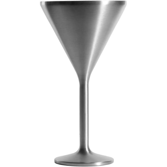 Collection Premium Vacuum Insulated Stainless Steel Martini Glasses, Lightweight Margarita Glasses, Unbreakable & Drinks Stay Cold, Non-Slip Silicon Base, Cocktail Glasses, 8oz, Steel