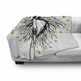 thumbnail image 3 of Tree of Life Soft Flannel Fleece Throw Blanket, Heart Shaped Bird Nest Home Words Hope Family Partners in Nature, Cozy Plush for Indoor and Outdoor Use, 70" x 90", Black Green Pink, by Ambesonne, 3 of 6