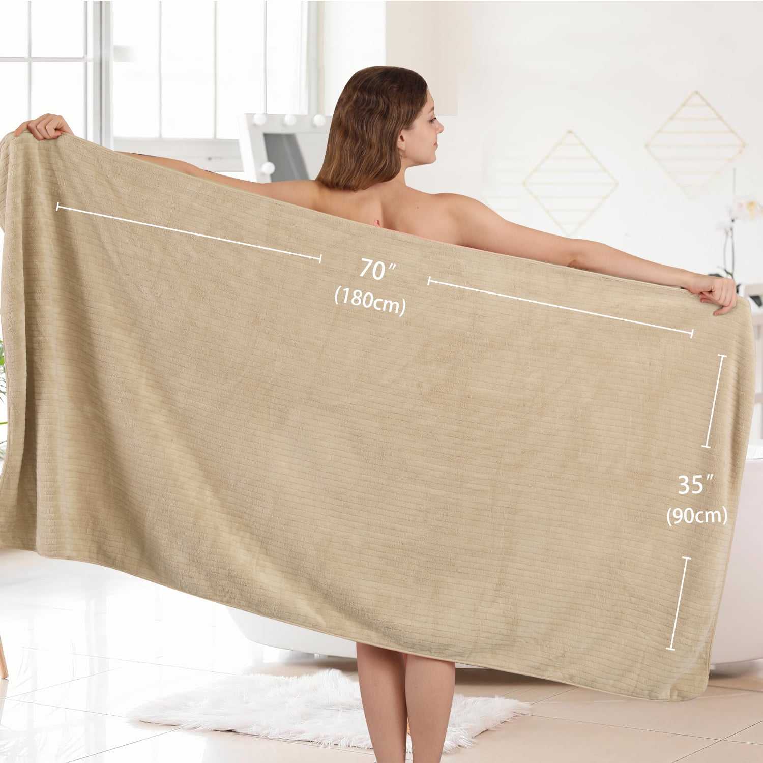Covina Home 8 Piece Camel Bath Towel Set Microfiber Bathroom Towel Set Ultra Soft Plush Oversized Towels Adult Luxury Bath Sheet