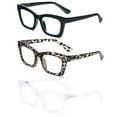 thumbnail image 4 of REAVEE 3 Pack Reading Glasses for Women, Oprah Style Trendy Cute Square Readers with Spring Hinge Black+Clear Leopard+Clear 2.25, 4 of 4
