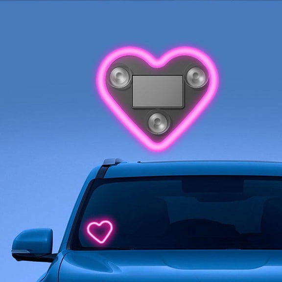 Car Atmosphere Light, Solar LED Lamp, Heart-Shaped Car LED Ambient Light, Triangle Window Solar Heart Lights, Decorative Neon Lighting Enhances Vehicle Door Ambiance