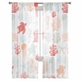 thumbnail image 3 of Red Orange Coastal Sheer Curtains 84 Inches Long 2 Panels Set, Window Sheer Curtains for Living Room/Bedroom, Nautical Summer Beach Coral Sea Turtle Light Filtering Rod Pocket Curtain 52'' x 84'' x 2, 3 of 7