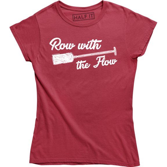 Women Row With The Flow Canoe Boat Charcoal Camp Boating Sports Team T-Shirt