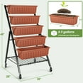 thumbnail image 3 of VIBESPARK 5-Tier Vertical Raised Garden Bed with Lockable Caster Wheels - 4FT, Includes 5 Planter Boxes, Ideal for Growing Vegetables, Herbs, and Flowers Indoors (Brown), 3 of 10