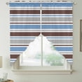 thumbnail image 2 of Blue Brown Striped Swag Valances for Windows, Kitchen Curtains 36 Inch Length 2 Panels Set, Farmhouse Stripes Modern Abstract Art Short Curtains for Small Windows Rod Pocket Cafe Curtains 28"x36", 2 of 8