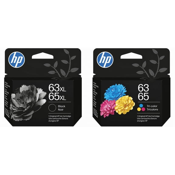 HP 63XL 65XL Black High-Yield and Standard Tri-Color 63 65 Ink Cartridge Combo | Works AMP; DeskJet 1100, 2100, 2600, 3600; Envy 4500, 5000; (Sold without Manufacturer Warranty)
