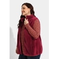 thumbnail image 4 of CASSIE LIZ Plus Size Vests 3X Womens Fashion Wine Red Fleece Sherpa Fall Vests Zip Up Ladies Casual Vests Fuzzy Winter Vest Jackets Lightweight Sleeveless Loose Fit Vests with Pocket 3XL 22W 24W, 4 of 12