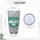 thumbnail image 4 of Taza térmica duradera de acero inoxidable 304 con temática del equipo de fútbol Jets con tapa y pajita Taza térmica de acero inoxidable de 20 oz Taza para automóvil Adecuada para bebidas frías y, 4 of 8