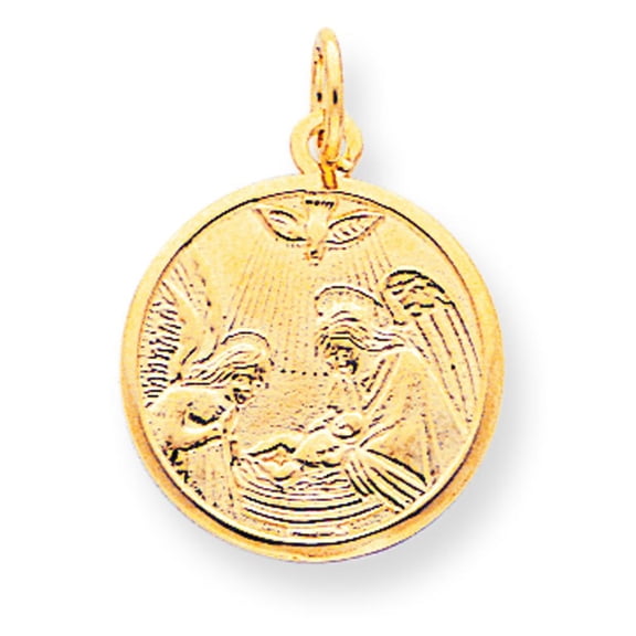 10K Gold Baptism Charm Religious Pendant Jewelry