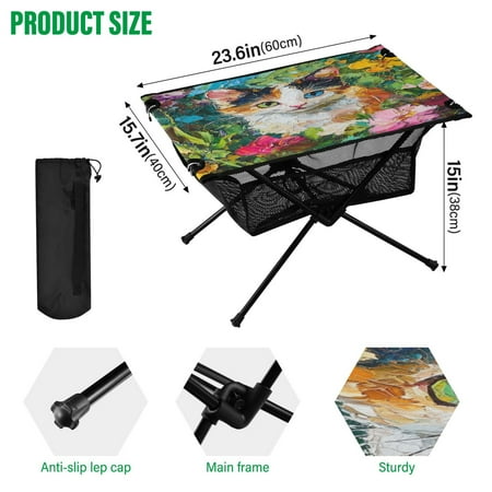 BZSMCE Camping Tables Simple Folding Table Eyes Of Enchantment Pattern Size:23.6*15.7in