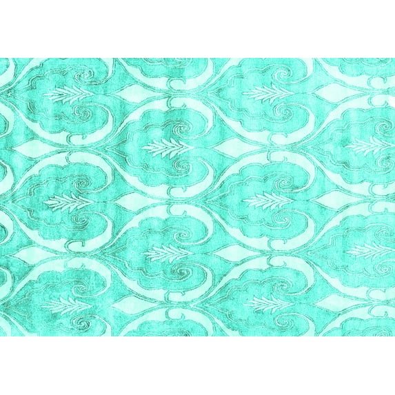 Ahgly Company Indoor Rectangle Abstract Turquoise Blue Contemporary Area Rugs, 2' x 3'