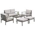 thumbnail image 2 of 6 Piece Aluminum Patio Furniture Set, Outdoor Armchair with Loveseat, All-Weather Outdoor Sectional Sofa with 2 Ottomans and Coffee Table, 2 of 7